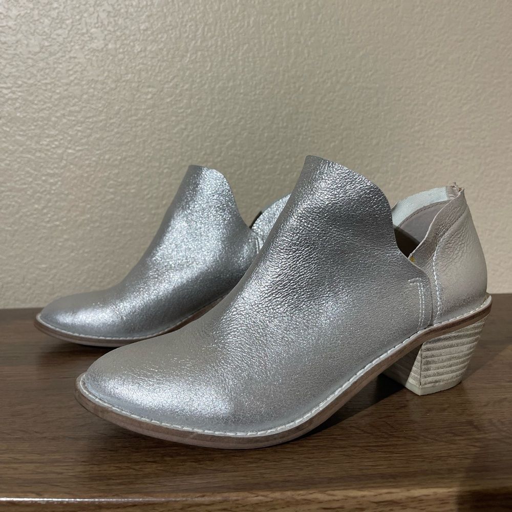 Kelsi Dagger Metallic Silver Ankle Booties